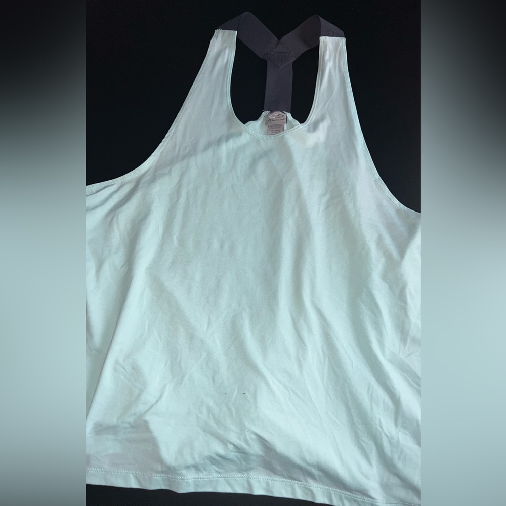 Champion Charcoal Grey Strapped Teal Athletic Tank Size 2XL EUC